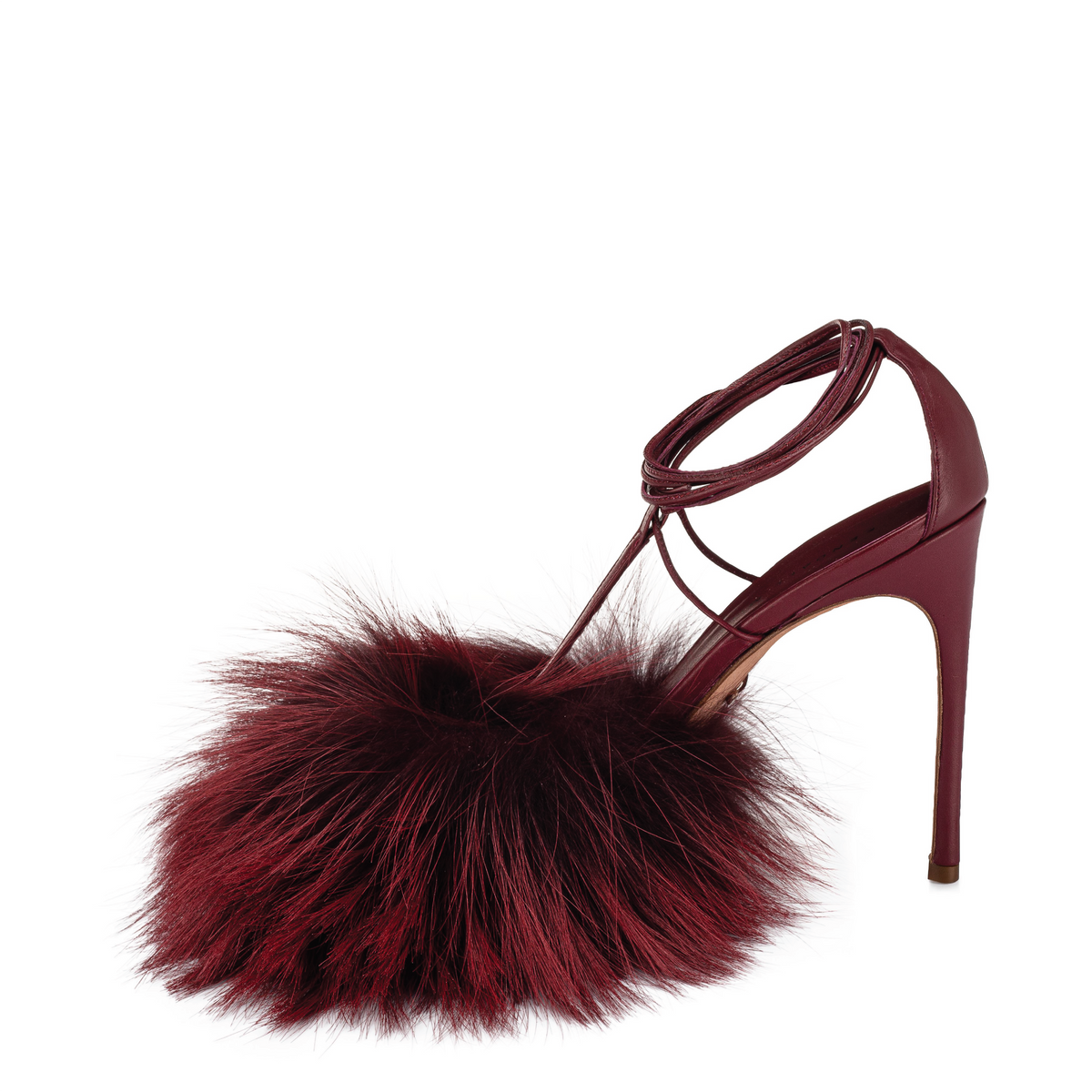 Burgundy fur heels discount