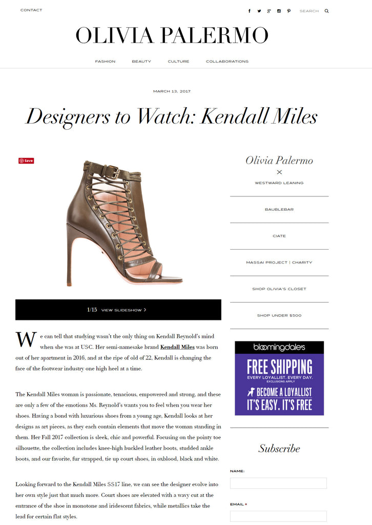 Olivia Palermo – Designers to Watch: Kendall Miles